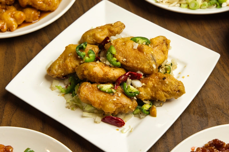 Crispy Fried Chicken with Jalapenos and Dried Chilies